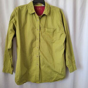 Mountain Lake XL Women's Button Down Shirt Long Sleeves Grasshopper Green EUC